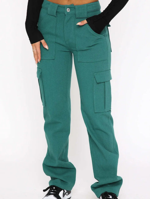 'Wisteria' High Waisted Cargo Pants - Celes Fashion